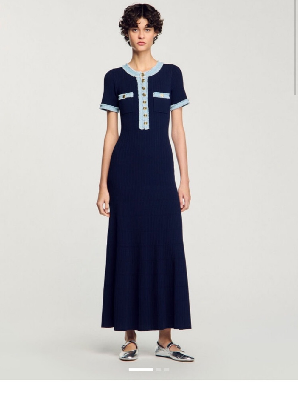 Sandro Navy Knit Dress